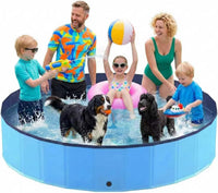 Foldable Dog Pool, Collapsible Dog Swimming Pool Hard Plastic Portable Pets Bath Tub for Dogs - New XXXXXL - 97"