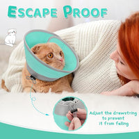 Cat Cone Collar Soft to Stop Licking, Adjustable, Foldable Lightweight Kitten Cones After Surgery Recovery for Cats & Kittens, Cat Cone Alternative (Solid Green, S)