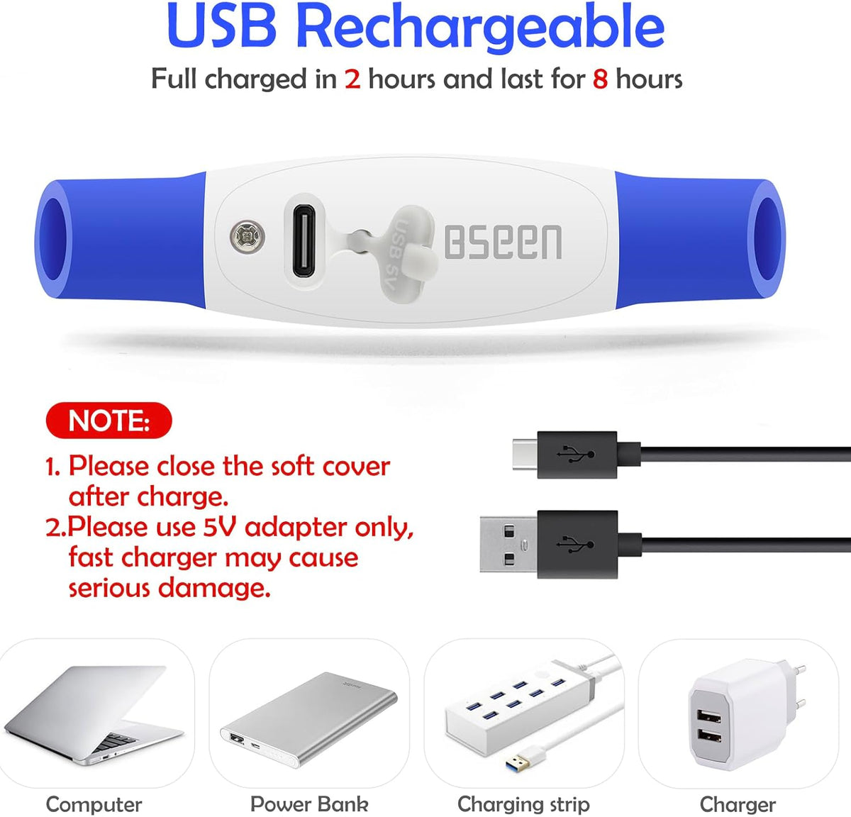 Led Dog Collar, BSEEN USB Rechargeable Flash Light up Dog Collar – Essentials for Dogs - Blue - image 3