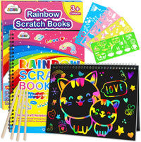 ZMLM Scratch Paper Art-Crafts Gift: 2 Pack Rainbow Notebooks Supplies - Yellow