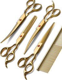 Dog Grooming Scissors Kit - Gold 5 Piece / 5