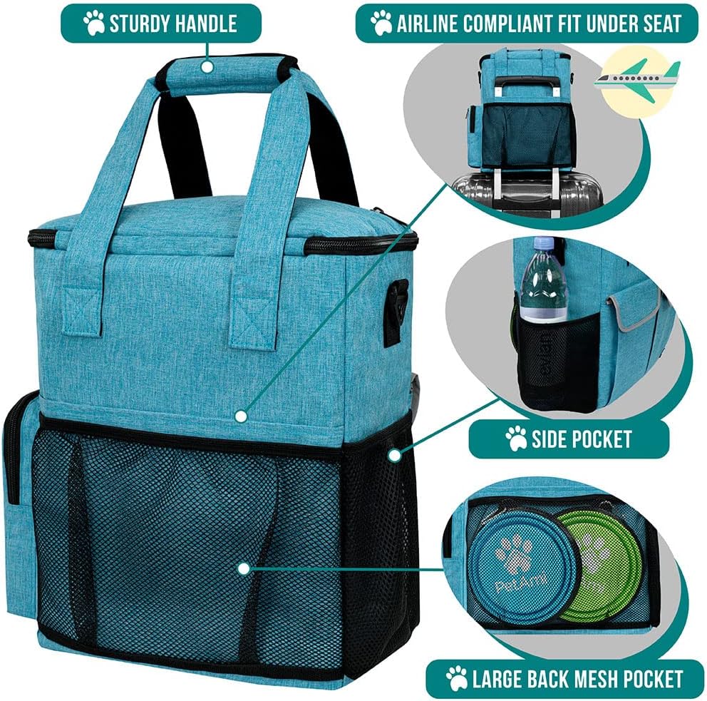 PetAmi Dog Travel Bag Organizer, Pet Supplies Diaper Tote - 12.0"L x 5.0"W x 15.0"H / Sea Blue - image 4