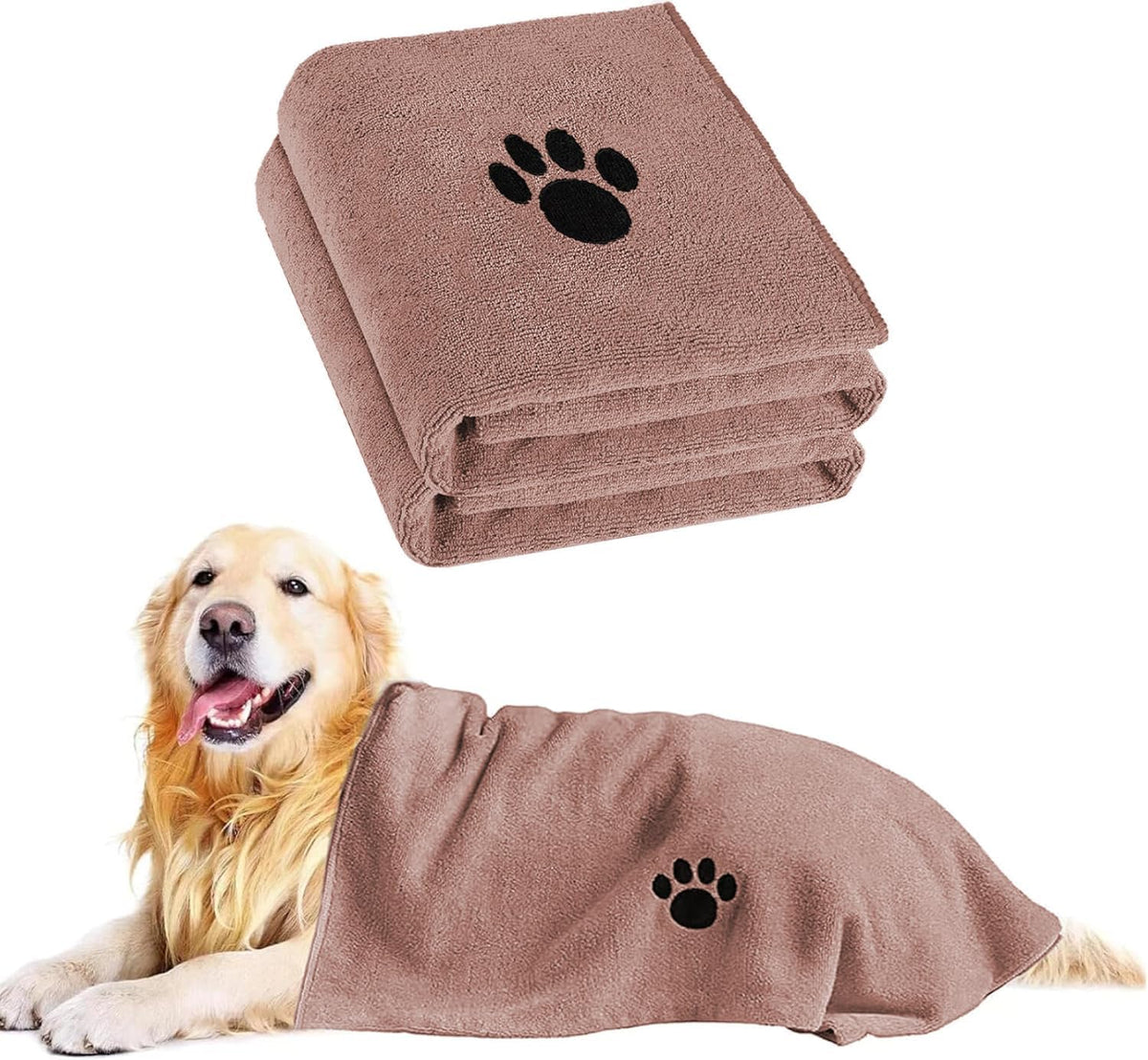 Puomue 2 Pack Microfiber Dog Towels for Drying Dogs - Brown / 40 x 23.6 inches - 2 Pack