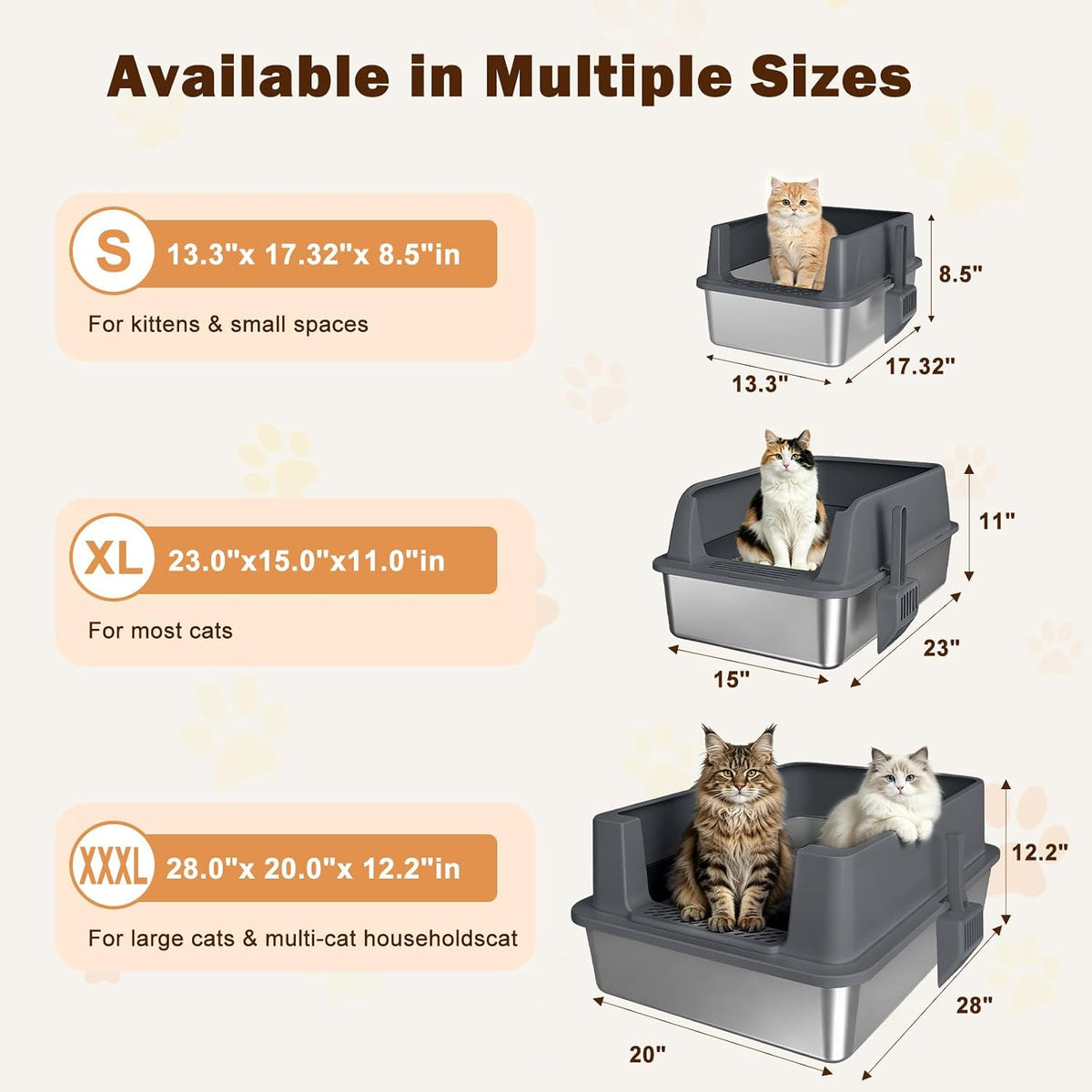 AIPERRO Stainless Steel Litter Box with Lid - Dark Grey / XXX-Large - image 3