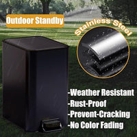 Metal Dog Pooper Scooper for Yard - 3.2Gal Dog Poop Trash Can Outside with Pedal - Pet Waste Container Outdoor - Stainless Steel Garbage Bucket with Lid - Black Trash Bin, Long Handle Tray and Rake