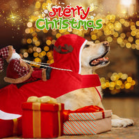 Santa Dog Costume, Dog Christmas Outfit, Riding Pet Costume - RedBrown Santa Claus / XL(Neck:17.3-20.5" Chest:22.8-29.5") - image 2