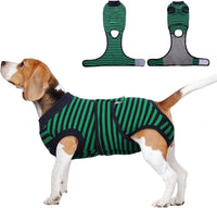 Dog Surgery Suit, Surgical Suit for Dogs, Dog Onesie for Surgery – Essentials for Dogs - Xxl(back:24.8-29.5in,wt:75+lbs) / Green Black Stripes