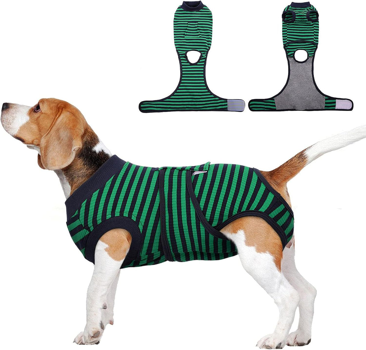 Dog Surgery Suit, Surgical Suit for Dogs, Dog Onesie for Surgery – Essentials for Dogs - Xxl(back:24.8-29.5in,wt:75+lbs) / Green Black Stripes