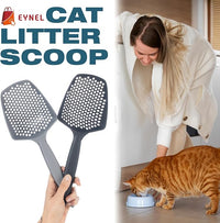Set of 2 Cat Litter Scoop with Small Holes for Fine Litter, Hanging Handle Deep Reptile Terrarium Sand Sifter, Poop Scooper Rabbit Pooper Lifter Kitten Sifting Shovel (Black, Set of 2)