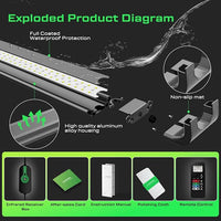 LED Aquarium Light with Remote, IP67 Waterproof Freshwater Planted Grow Light, Full Spectrum Fish Tank Light with Timer, Dimmable RGB+W, Upgrade Appearance, High Performance (36-41inch)