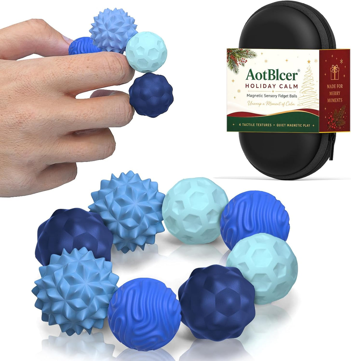 Magnetic Fidget Balls for Adults & Teens - Xmas-blue