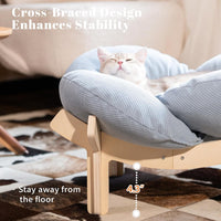 Elevated Cat Bed for Indoor Cats Couch Sofa Flower – Essentials for Cats - Light Blue - image 2