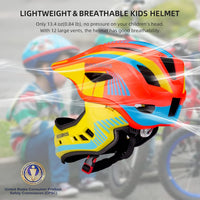 ROCKBROS Kids Full Face Bike Helmet Lightweight Detachable MTB Helmet – Fun for Kids & Family - Orange Yellow / Small - image 2