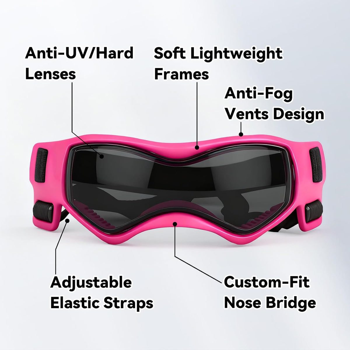 Enjoying Clear Dog Goggles Medium to Large Breed - Style Pink / X-Small Breeds - image 3