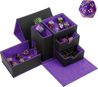 Stepane dice tray and dice tower storage box in black and red PU leather with drawers - view 8