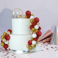 ASTARON 50 Pcs Ball Cake Topper Sticks Mini Balloons for Cake - Gold，red Series - image 4