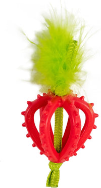 Catstages Strawbabies Dental Cat Chew Toy with Catnip & Feathers - Strawberry