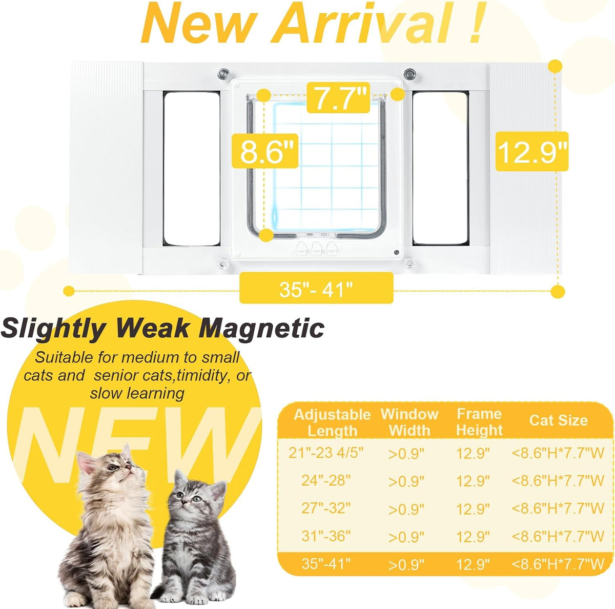 Cat Door for Window & Small Dog, Quick Damage-Free Install - XL: Fits 36"-40" Width / Standard Height(H:12.9") - image 2