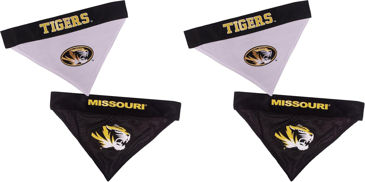 Pets First Collegiate Pet Accessories, Reversible Bandana - Large/X-Large (Pack of 2) / Missouri Tigers