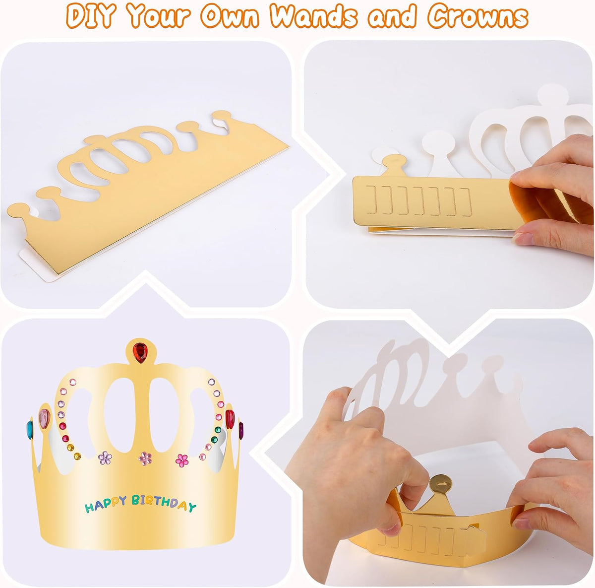 Pllieay princess fairy wands craft kit with 18 unfinished wooden wands and diamond stickers - view 9