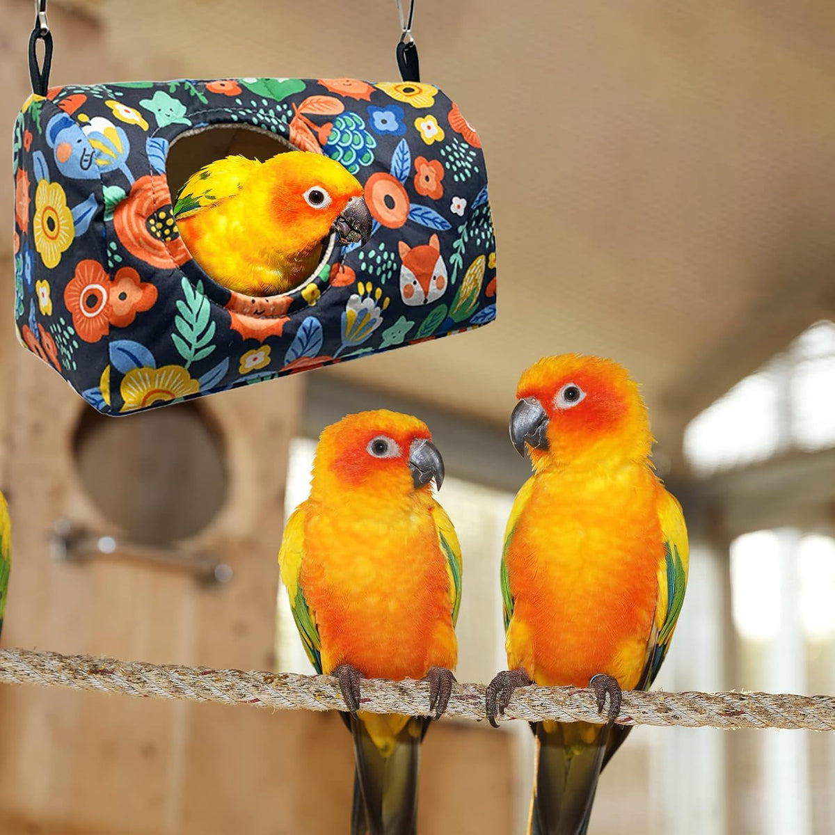 Bird Warm Bed Sleeping Nest House Snuggle Hanging Hut Hammock - S - image 4
