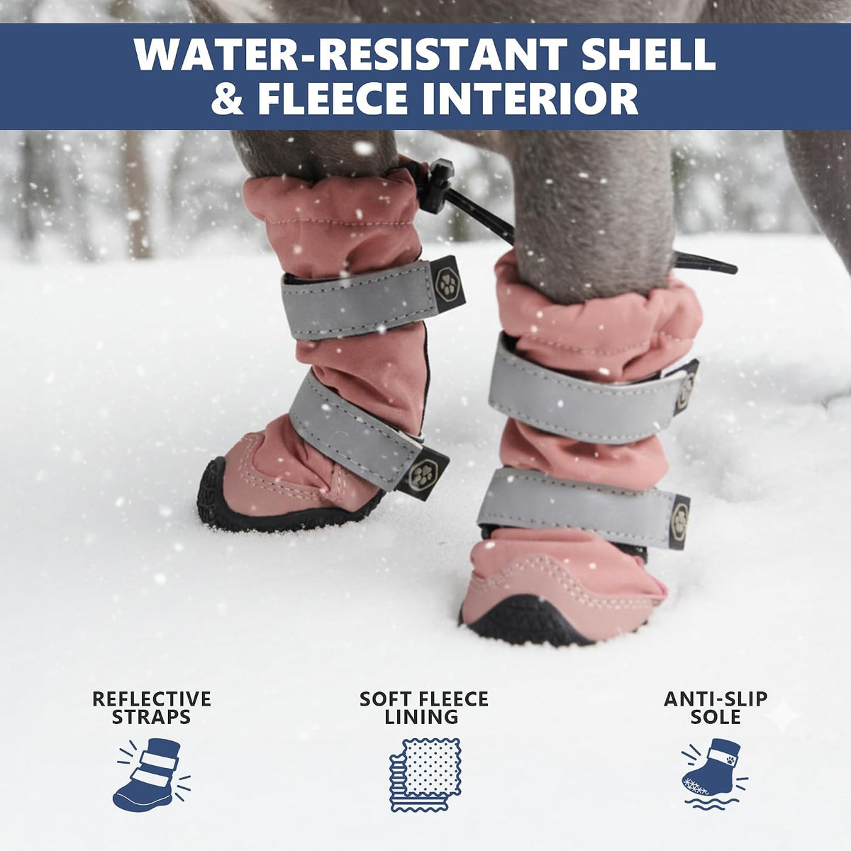 Spark Paws Dog Winter Boots, Waterproof Snow Booties - Pink / Size 2: 1.8"x2.4"(W*L) (Pack of 4) - image 4