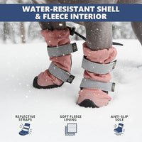 Spark Paws Dog Shoes, Waterproof Dog Boots for Medium to Large Dogs, Non Slip, Breathable Dog Booties and Paw Protectors - 4PCS Doggie Hiking Boots with Reflective Straps - Pink, Size 6