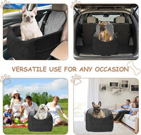 Dog Car Seat for Small/Medium Dogs - Dog Booster Seat with Safety Straps & Non-Slip Base, Travel Pet Car Seat with Storage Pockets, Washable & Removable, Suitable for Dogs Under 35 lbs (Black&Gray)