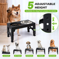 Elevated Dog Bowls with 5 Adjustable Heights Stand – Essentials for Dogs - Black - image 2