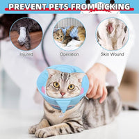 KOOLTAIL Cat Cone Collar, Adjustable Soft Comfortable Cat Recovery Collar to Stop Licking, Foldable Donut Water Resistant Pet Cone for Small Large Cats Kittens After Surgery Shark S