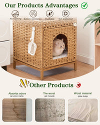 Cat Litter Box Enclosure Hidden Litter Box Furniture - Medium / Natural - image 4