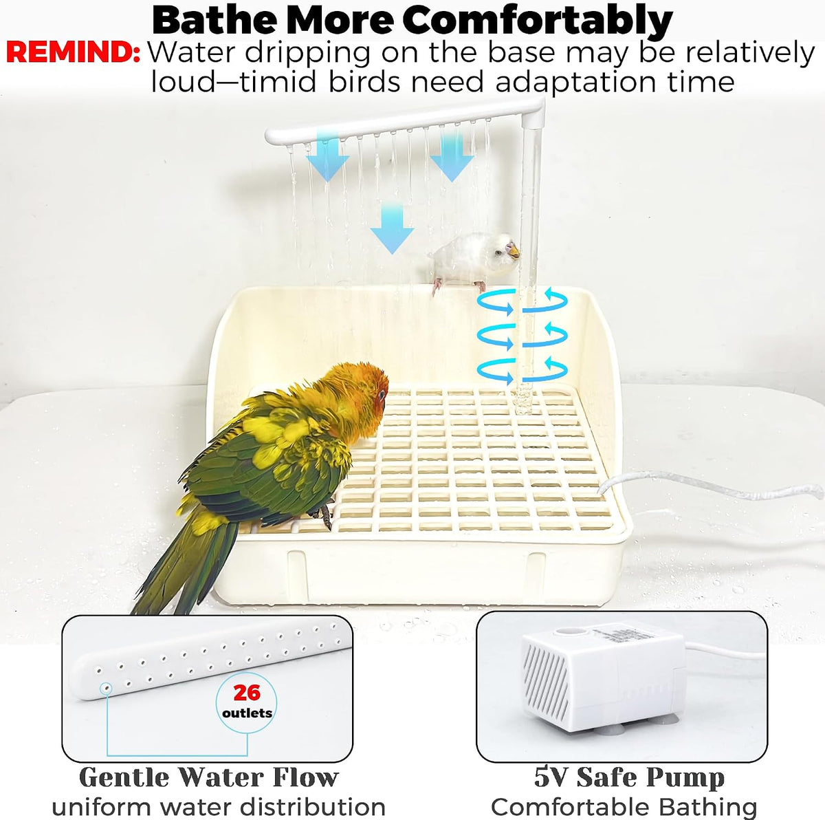 Automatic Parakeet Bird Bath with Pump - White - image 4