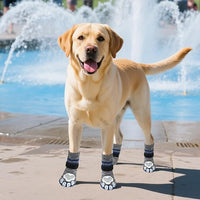 PUPTECK Non-Slip Dog Socks to Prevent Licking Paws, Double Sides Dog Boots & Paw Protectors Booties on Hardwood Floors Hot Pavement with Grippers, for Small Medium Large Senior Dogs, Navy Blue L
