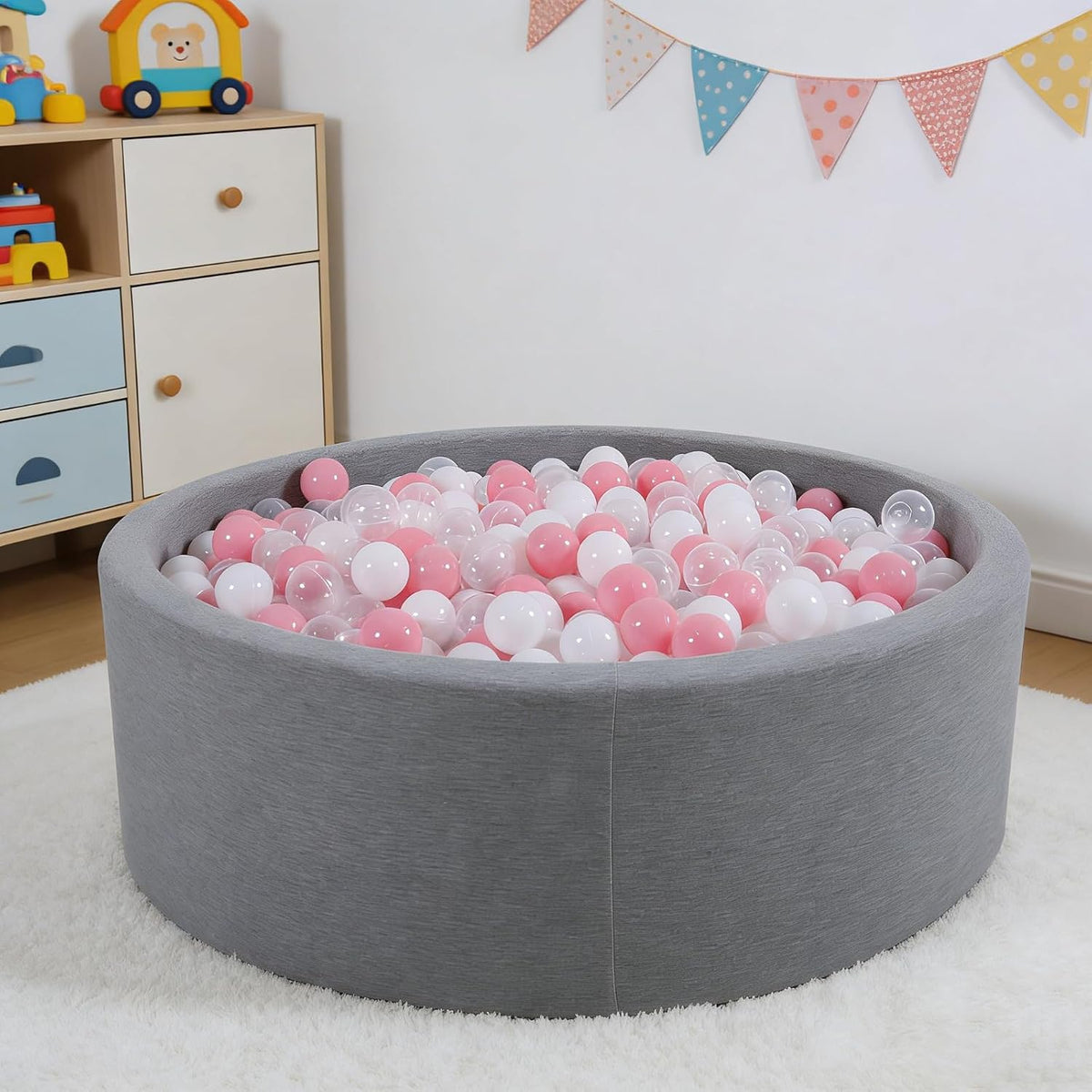 Ball Pit Balls for Toddlers, Crush Proof - Pink+White+Transparent / 500 balls - image 2