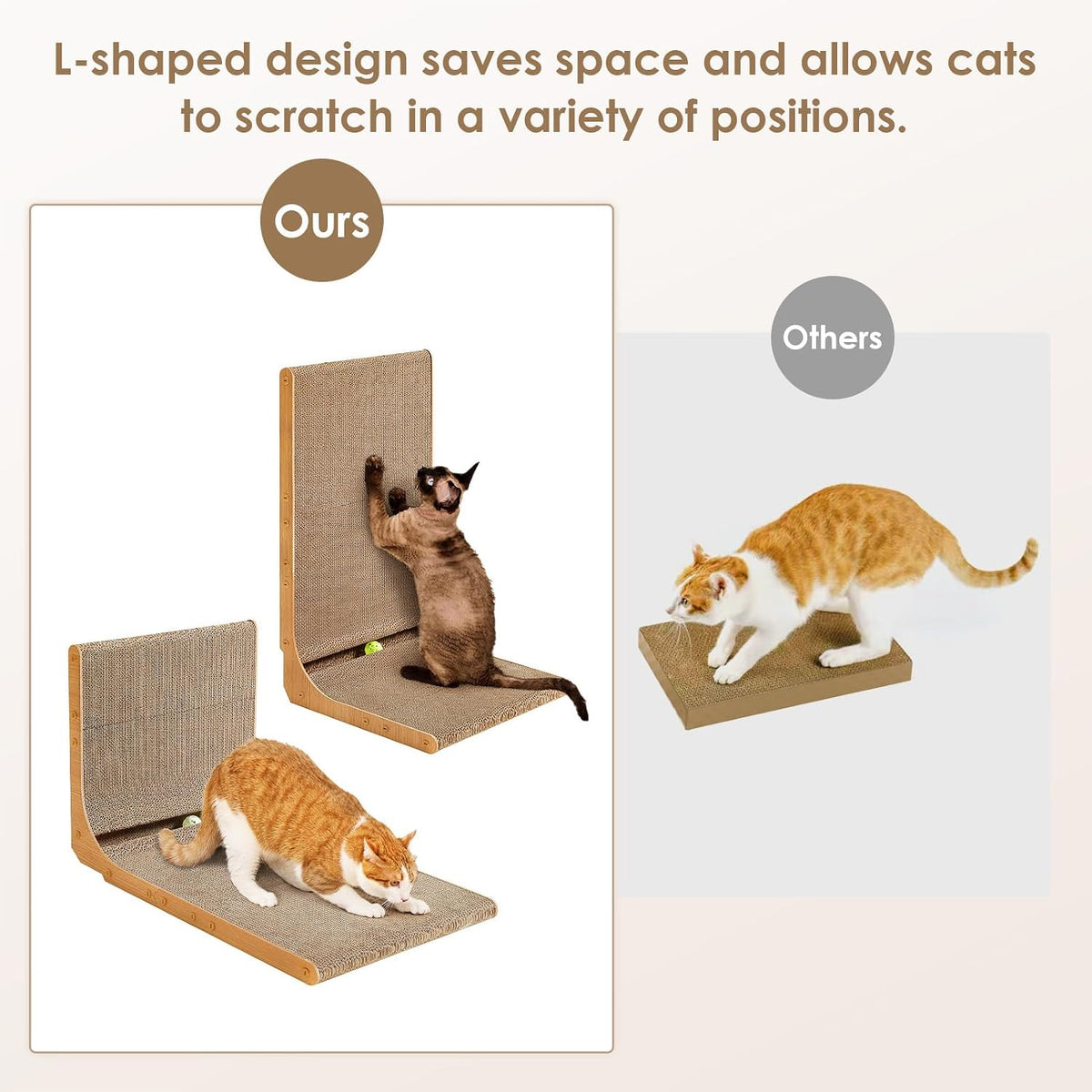 EHEYCIGA Cardboard Cat Scratcher for Indoor Cats - Brown / 16.6x16.5x26.8 - image 4