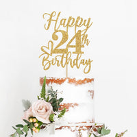 Happy 83rd Birthday Cake Topper - happy 24th birthday / Gold Glitter - image 3