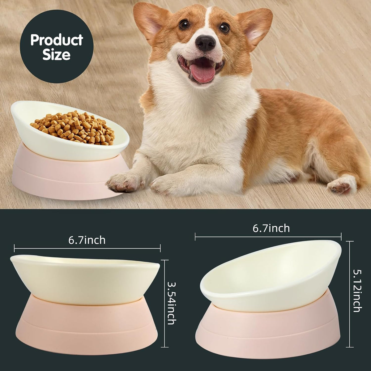 Bulldog Bowl Anti-Slip Dog Cat Dish Detachable Rubber Dog Bowl Pet - Lightpink / 2 Cup ( Small/Medium Dog ) - image 3