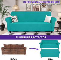Super Stretch Couch Cover Universal Sofa Covers with Elastic Bottom - - Peacock Teal / X-Large (92"-115") - image 4