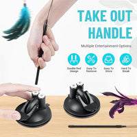 ROSAUI 11-Pack Cat Toy Set with Suction Cup Base and Wire Teasers – Interactive Bird and Feather Attachments with Yarn Balls for Cats and Kittens – Indoor Cat Fun and Exercise