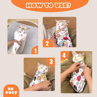 Cat Grooming Wrap, Cat Wrap Self-Adherent, Anti-Scratch Anti-Bite, Anti-Escape Grooming Bag for Cats Nail Clipping, Ear Cleaning, and Teeth Brushing (19.7 × 19.7" Cow Pattern)