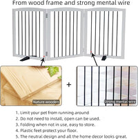 ZJSF Freestanding Panel Dog Gate for Indoor, Doorways,Stairs, or Hallways,Foldable Wooden White Pet Gates for House,Pet Gate for Dogs,Dog Fence, Puppy Gate,Support Feet Included,24 "Height-3 Panels