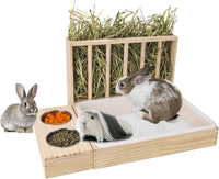 3 in 1 Rabbit Hay Feeder with Litter Box - 15.7in Style1 / Natural 1