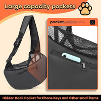 YUDODO Pet Sling Carrier for Small Dogs & Cats – Hands-Free Puppy Carrier with Safety Hook, Large Zipper Pocket, Soft Breathable Mesh, Adjustable Strap & Reflective Strip (Pink 3.0 S)