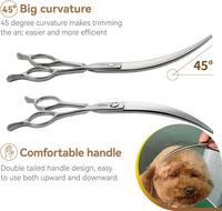 FOGOSP 45 degree curved dog grooming scissors, 7.5 inch big arc - view 2
