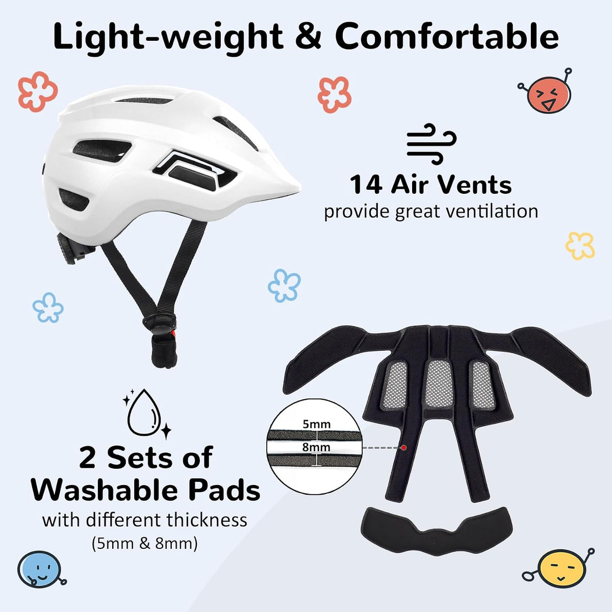 OUWOER toddler and kids bike helmet with vents and adjustable dial - view 29