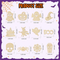 Max Fun 60PCS Halloween Crafts Painting Wooden Slices Cutouts - 60 - image 3