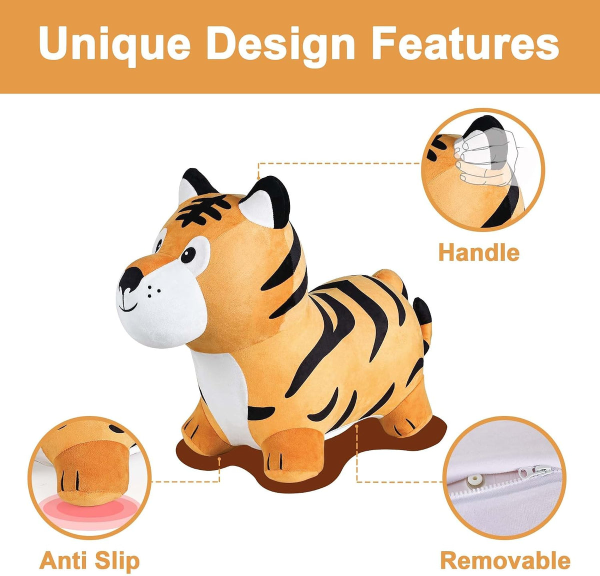 Bouncy Pals Bull Hopping Horse - Tiger - image 3