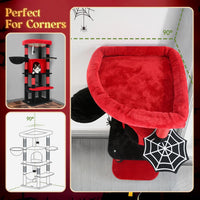 Globlazer Corner Stable Cat Tree Tower with Scratching Post, C51 - 51inch / Red Black - image 4