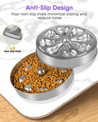 Slow Feeder Dog Bowls – Stainless Steel Non-Slip Metal Bowl for Slow Feeding, 5 Cups Large - Large-2Pack - image 2