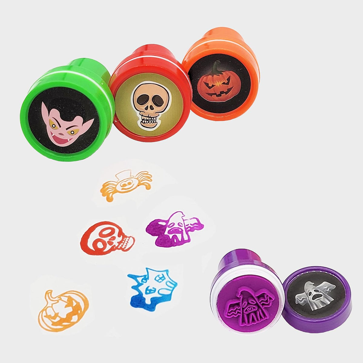 The Dreidel Company 24 self-inking Halloween stampers with pumpkin, bat, ghost and heart designs - view 7